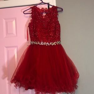 red poofy dress